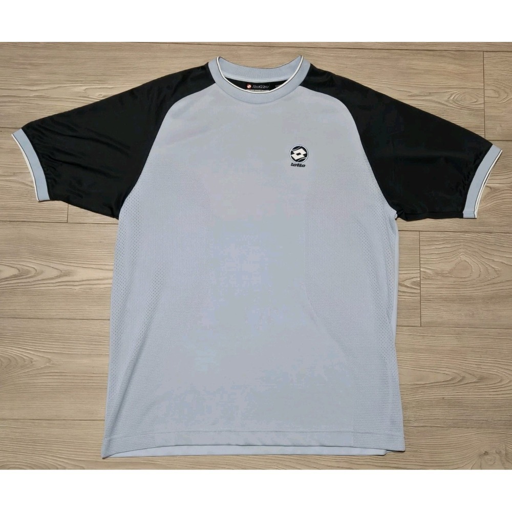 Lotto Italian Sports Design Jersey Shirt Mens XXL Light Blue Black Soccer